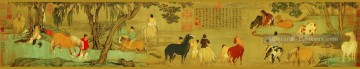 Zhao mengfu cheval baignant Art chinois traditionnel Peinture à l'huile